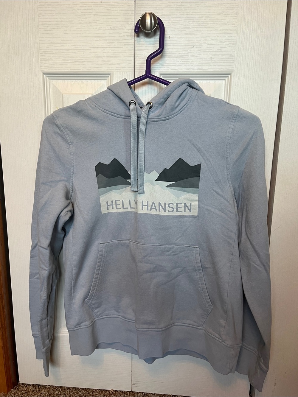 Helly Hansen Pale Blue Mountain Logo Pullover Hoodie